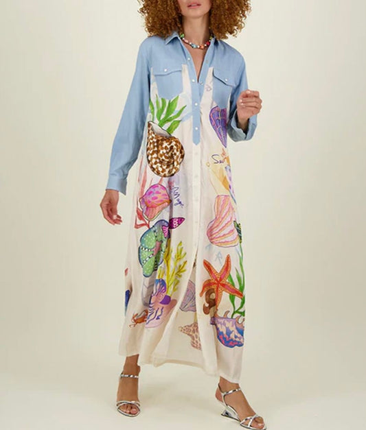 ME369 Elena Magic Combined Denim Dress Size XS