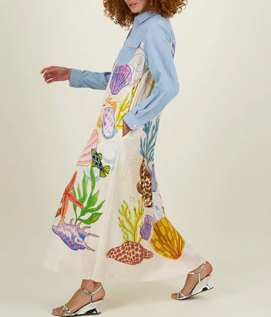 ME369 Elena Magic Combined Denim Dress Size XS