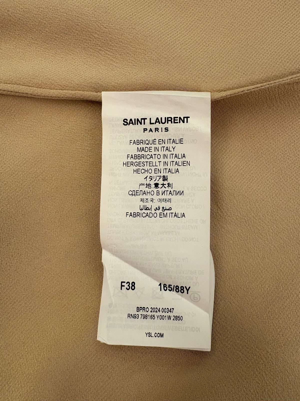 SAINT LAURENT Silk Satin Slip Dress Size FR 38