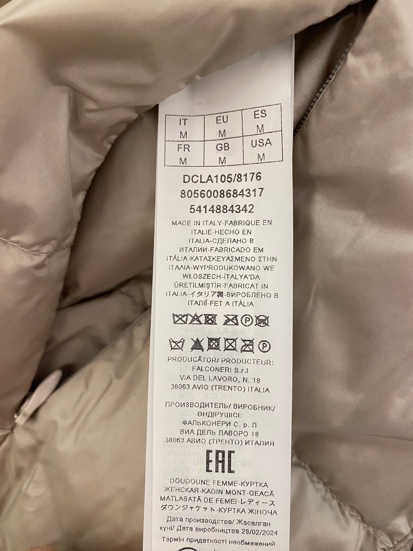 FALCONERI Reversible Down Jacket Size M