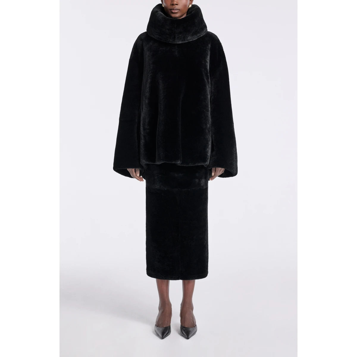 NOUR HAMMOUR Lodge Shearling Pullover - Noir Size XS/S