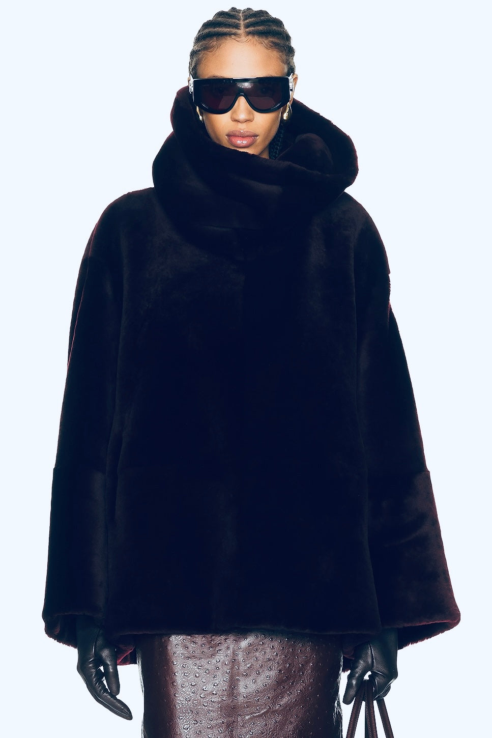 NOUR HAMMOUR Lodge Shearling Pullover - Noir Size XS/S