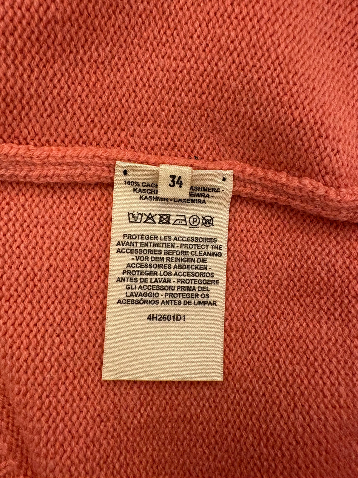 HERMÈS Rib-Knit Cashmere Crewneck Sweater Size 34
