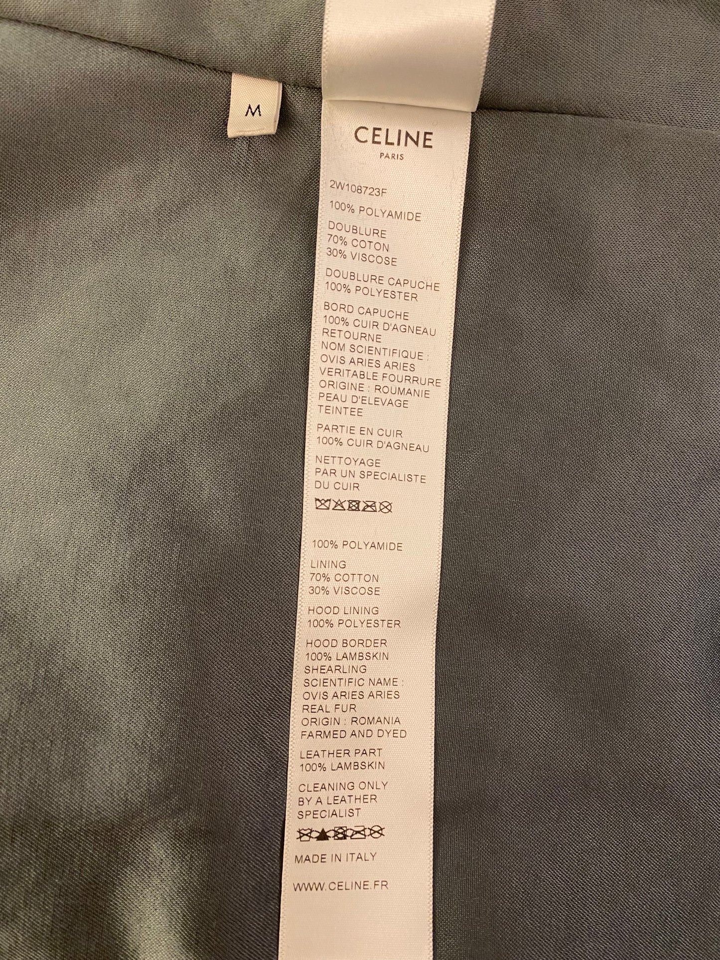 CELINE Fur-Trim Parka Size M