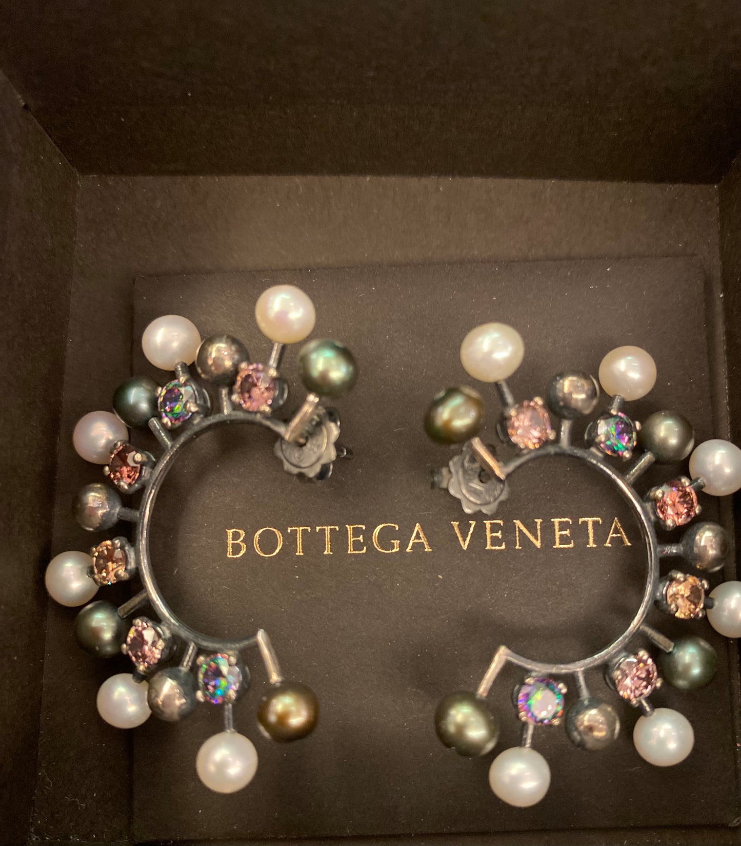 BOTTEGA VENETA Silver, Crystals and Pearls Earrings