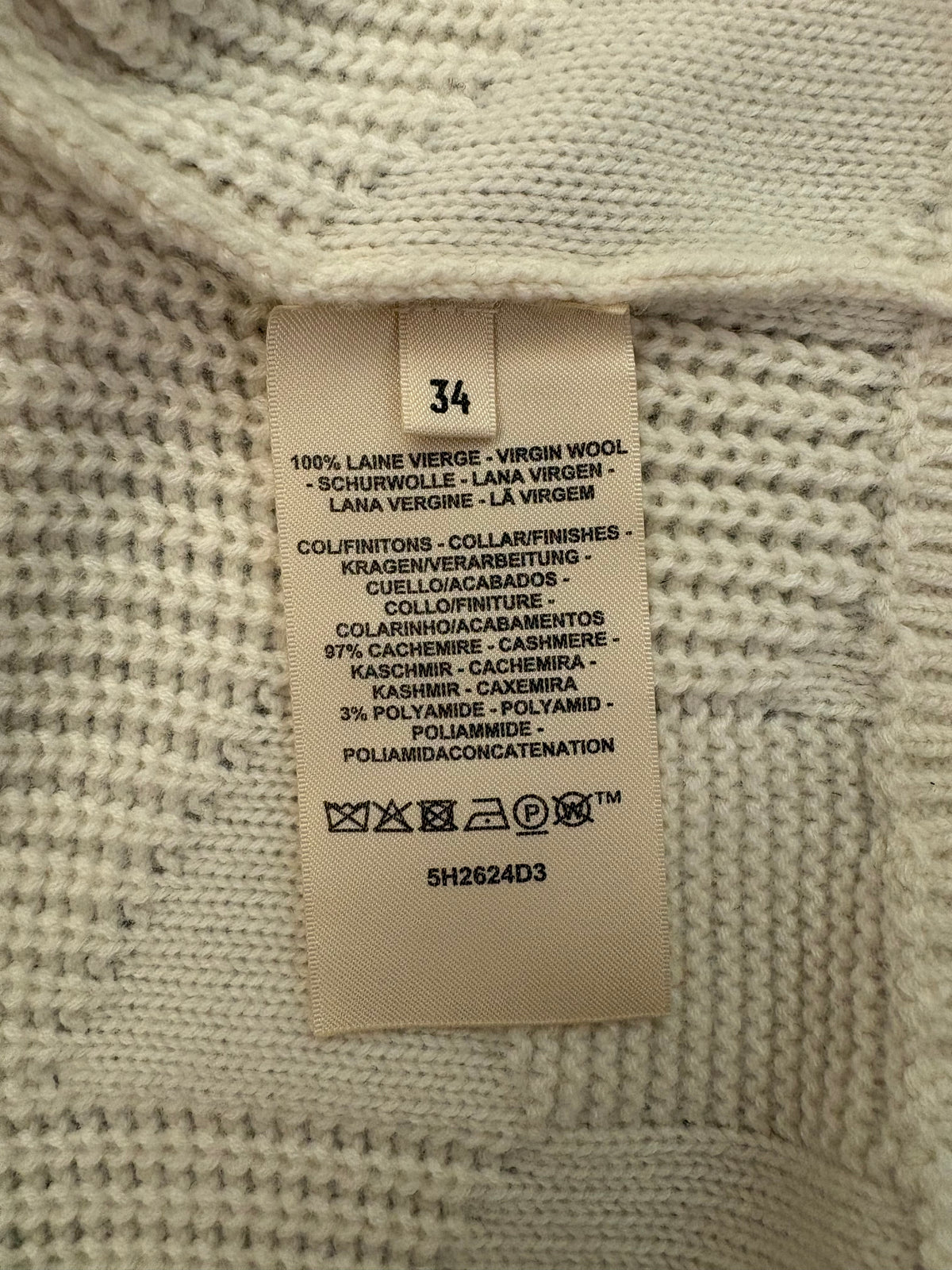 HERMÈS (BNWT) White "Col Camionneur" Geometric H Knit Cropped Sweater Size 34