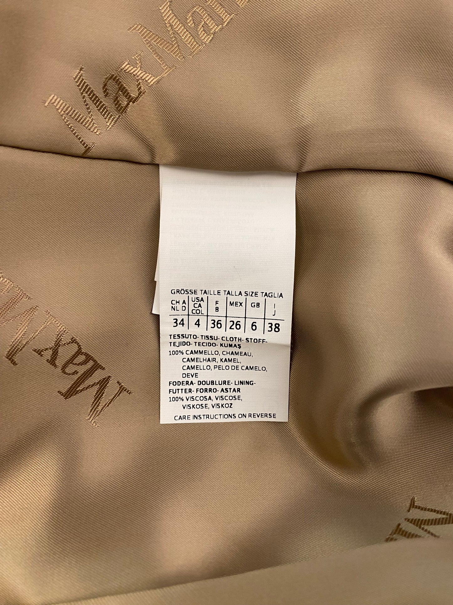 MAX MARA Camel-wool Icon Coat Size It 38 Eu 34