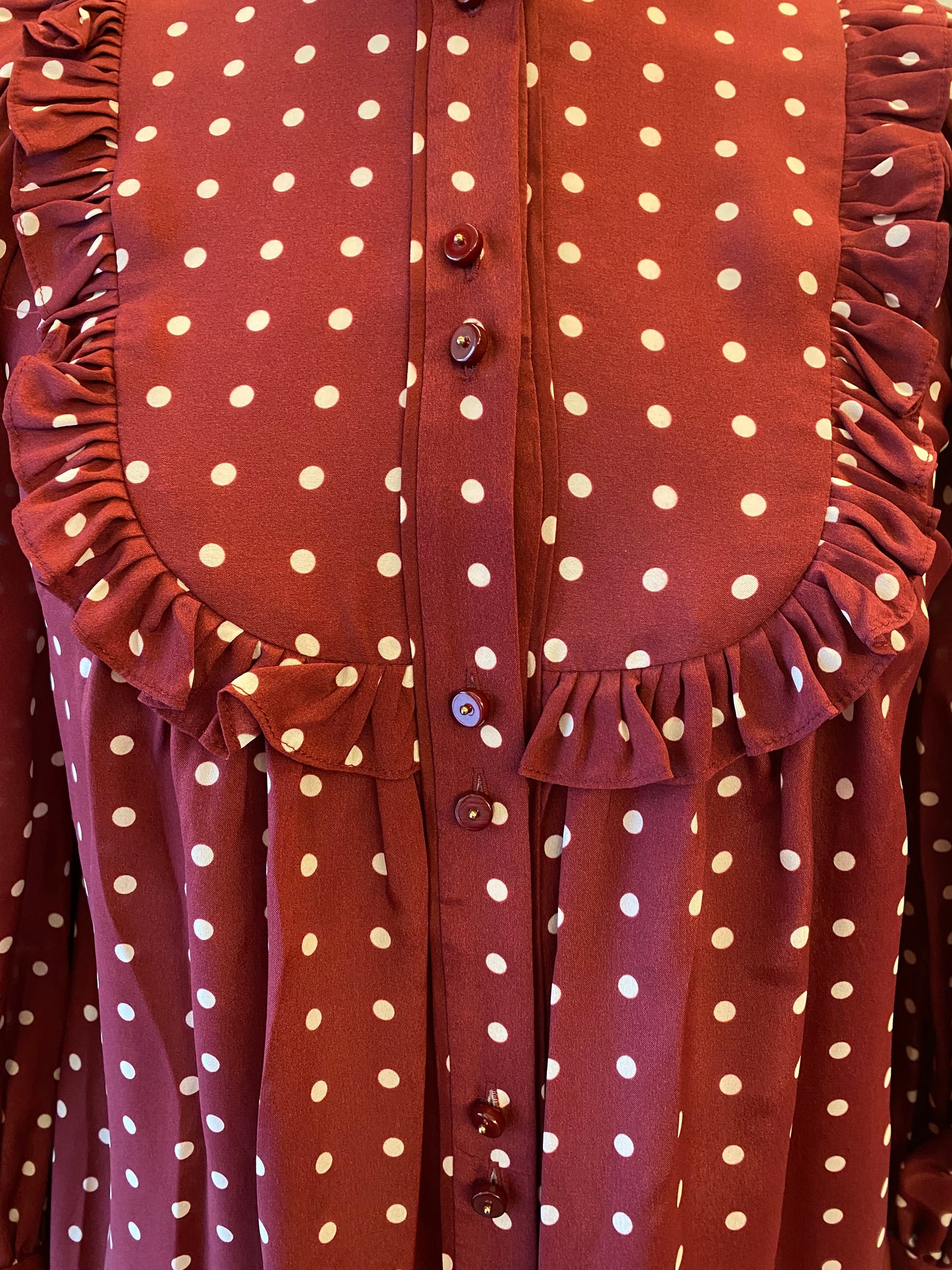 ZIMMERMANN Polka-dot Burgundy Blouse Size 0/ Eu 34