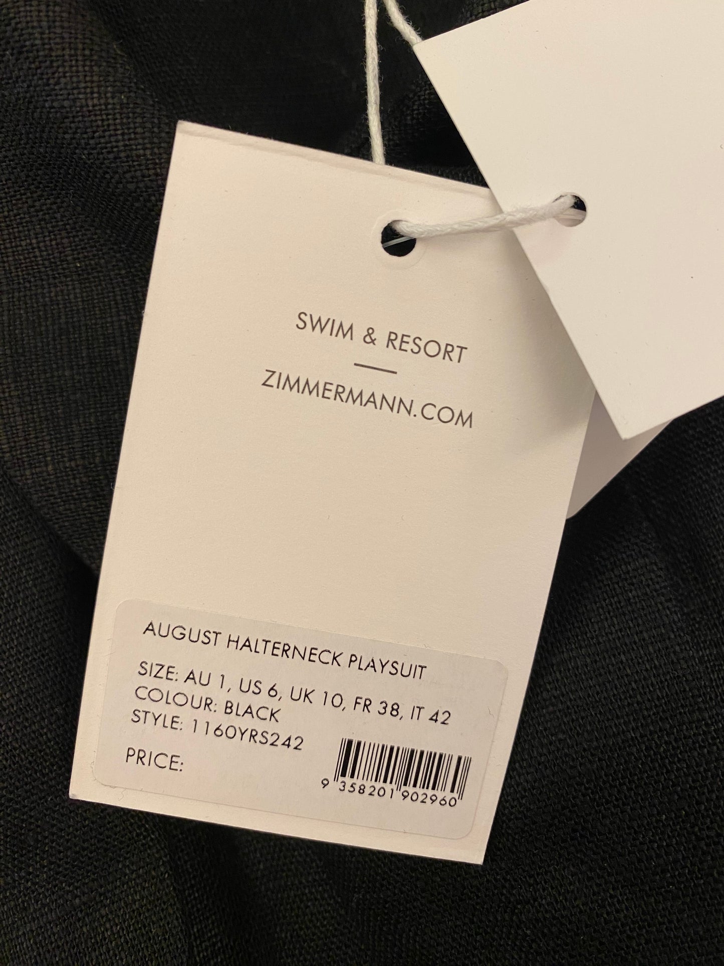 ZIMMERMANN Linen Halterneck Playsuit Size 1