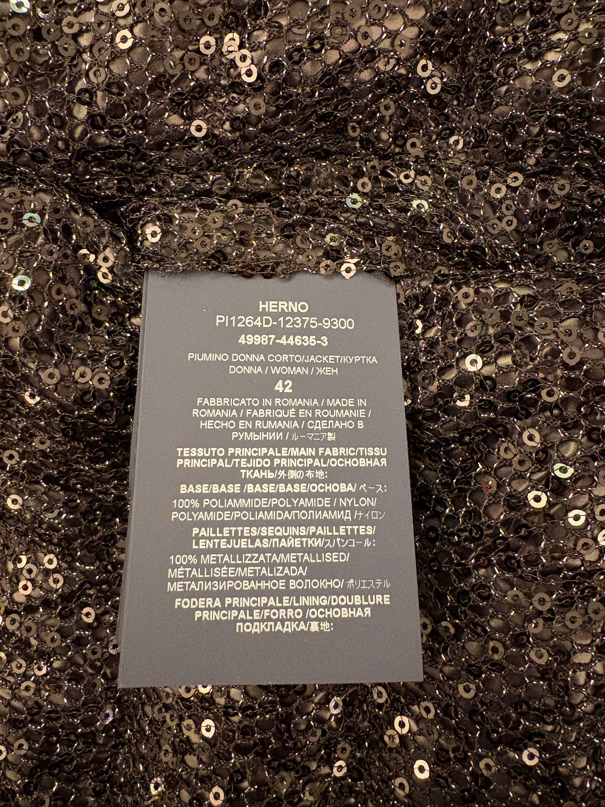 HERNO (BNWT) Sequin-Embellished Short Down Jacket Size IT 42