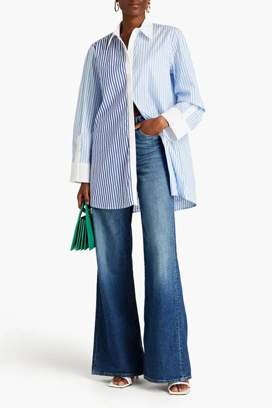 SARA BATTAGLIA Stripped Cotton Shirt Size IT 42