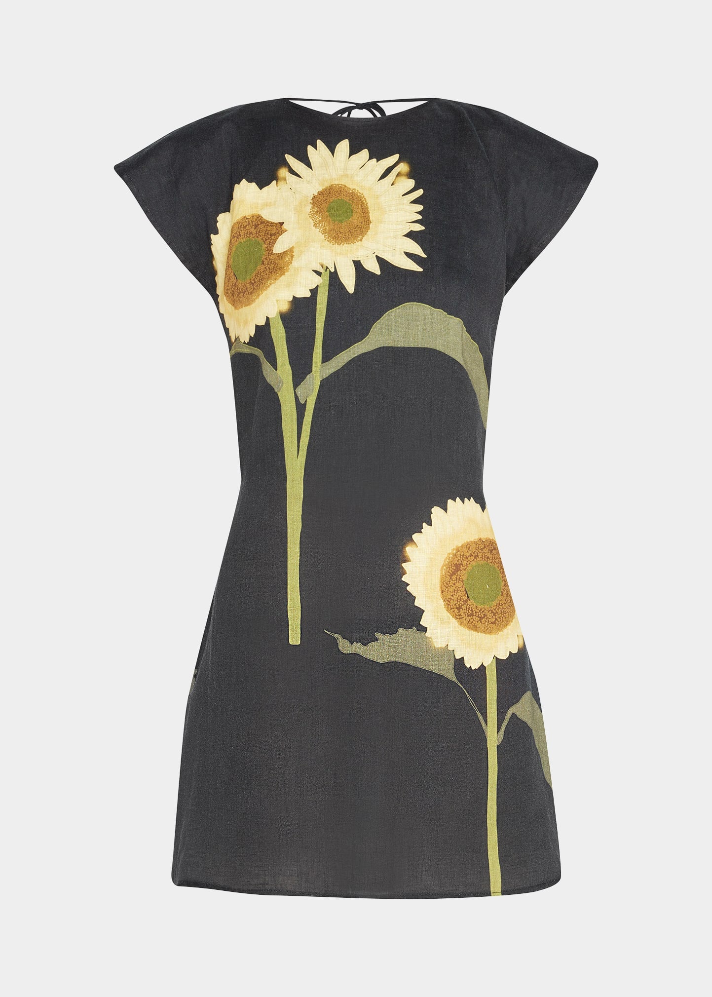 BERNADETTE Sunflower-Print Linen Mini Dress Size 36