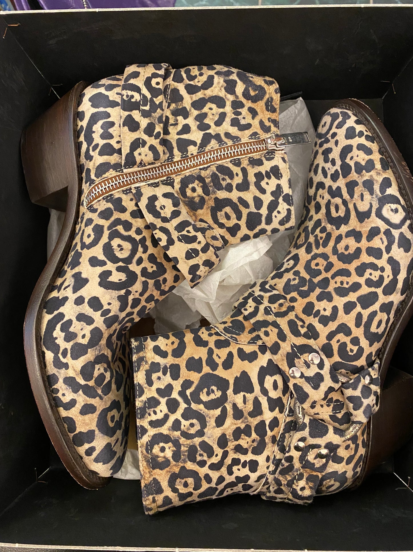 GOLDEN GOOSE Leopard Print Ankle Boots Size 38