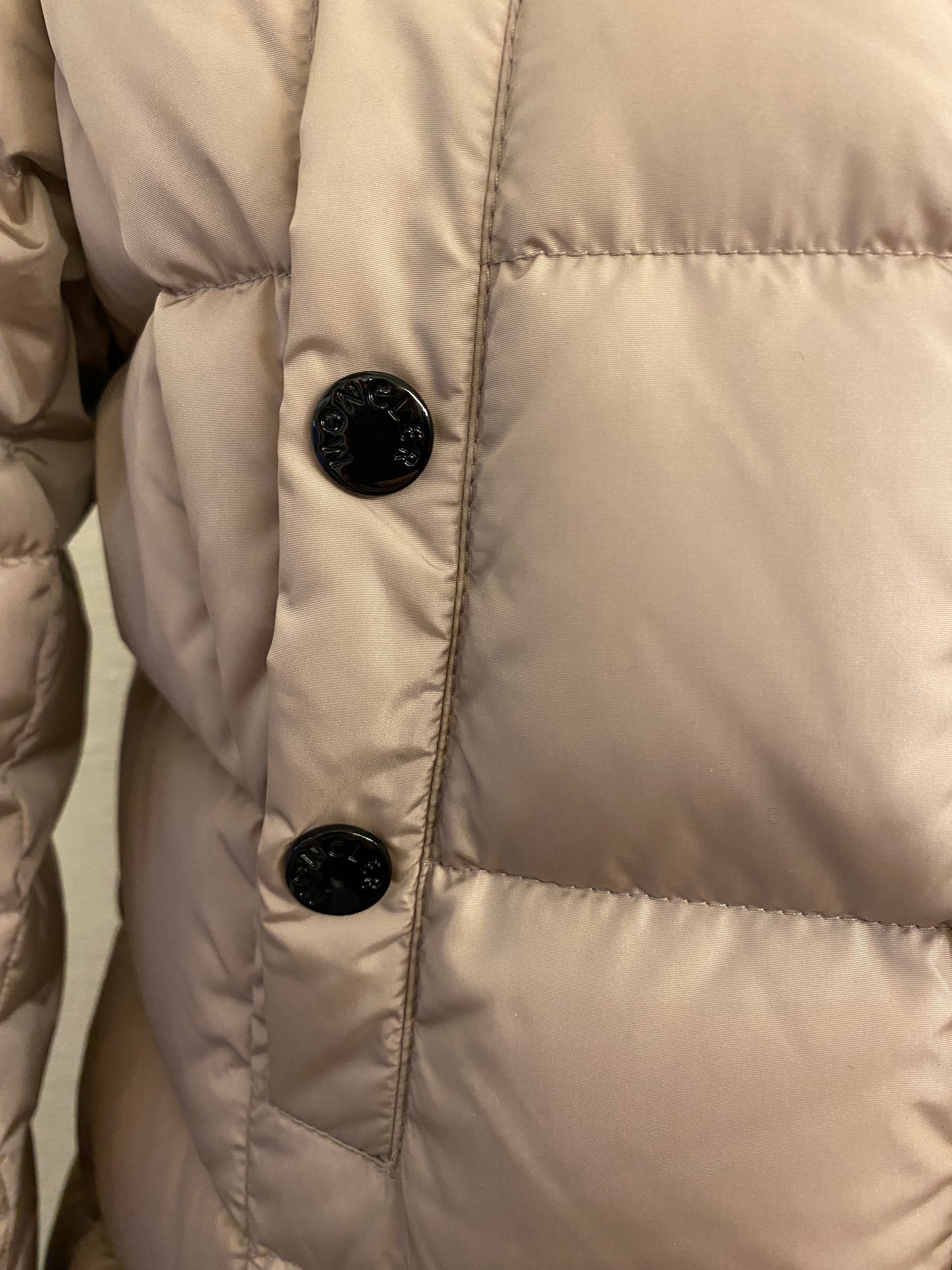 MONCLER Hooded Shearling Long Down Jacket Size 2