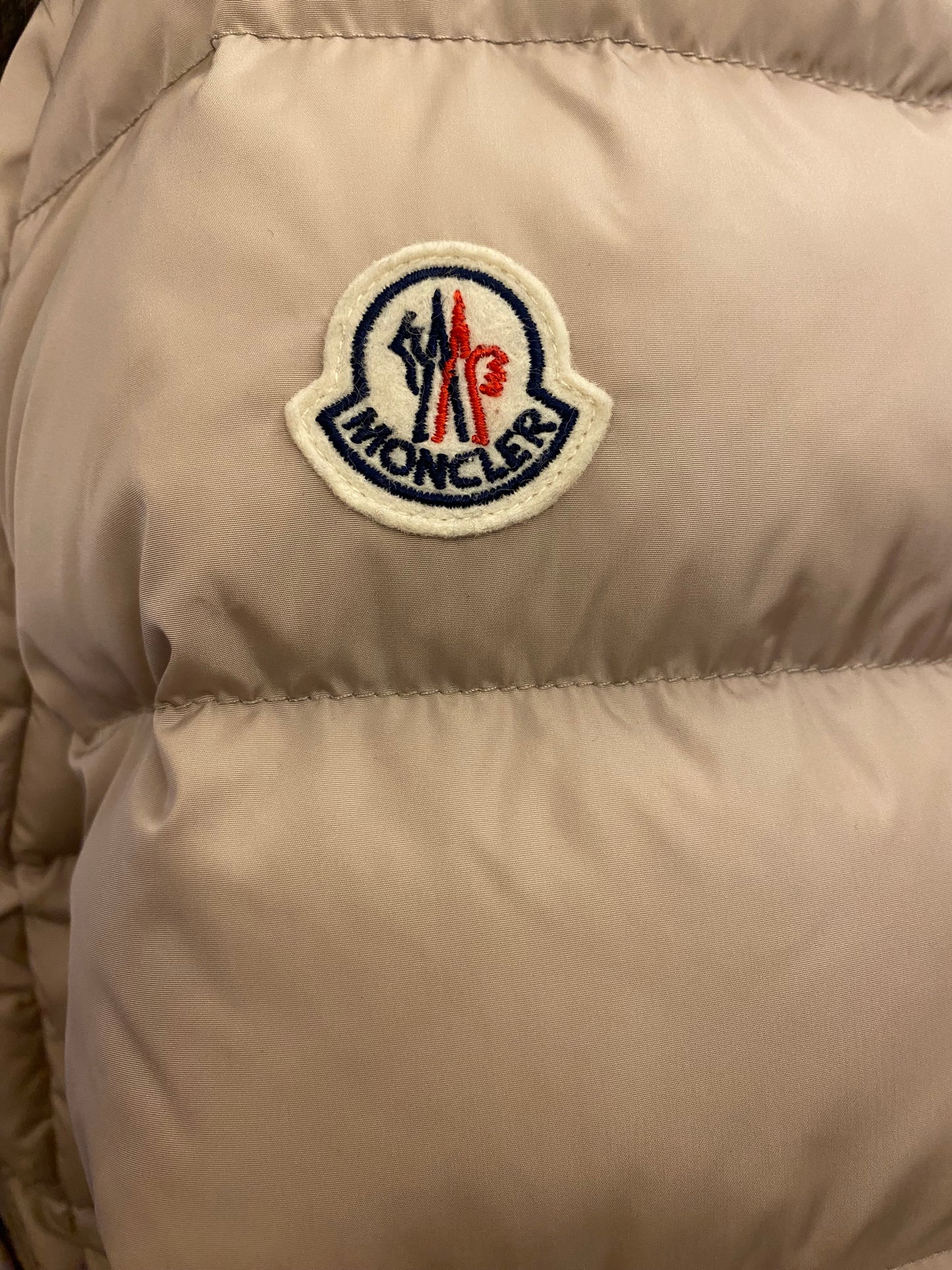 MONCLER Hooded Shearling Long Down Jacket Size 2