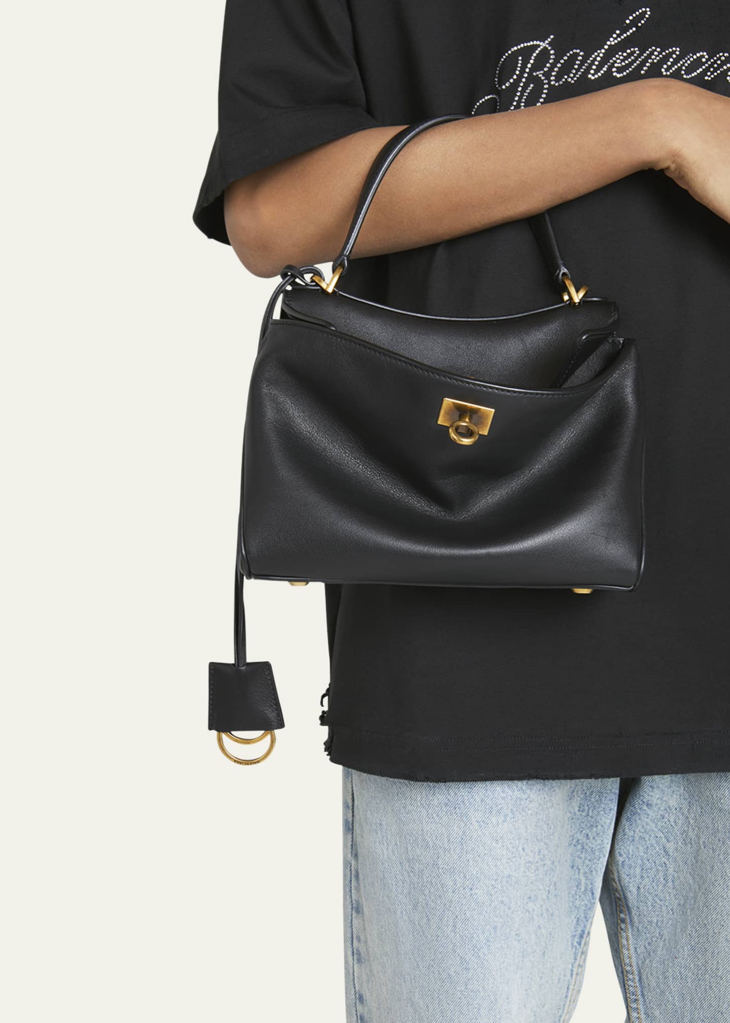 BALENCIAGA Rodeo Mini Leather Top-Handle Bag