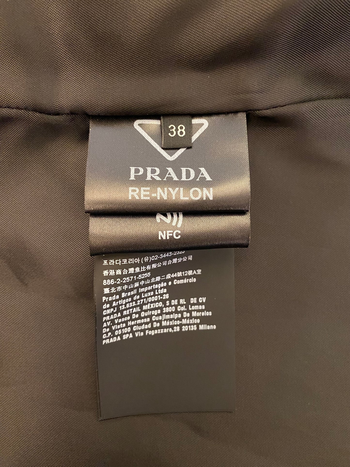 PRADA Re-Nylon Hooded Parka Coat Black Size 38