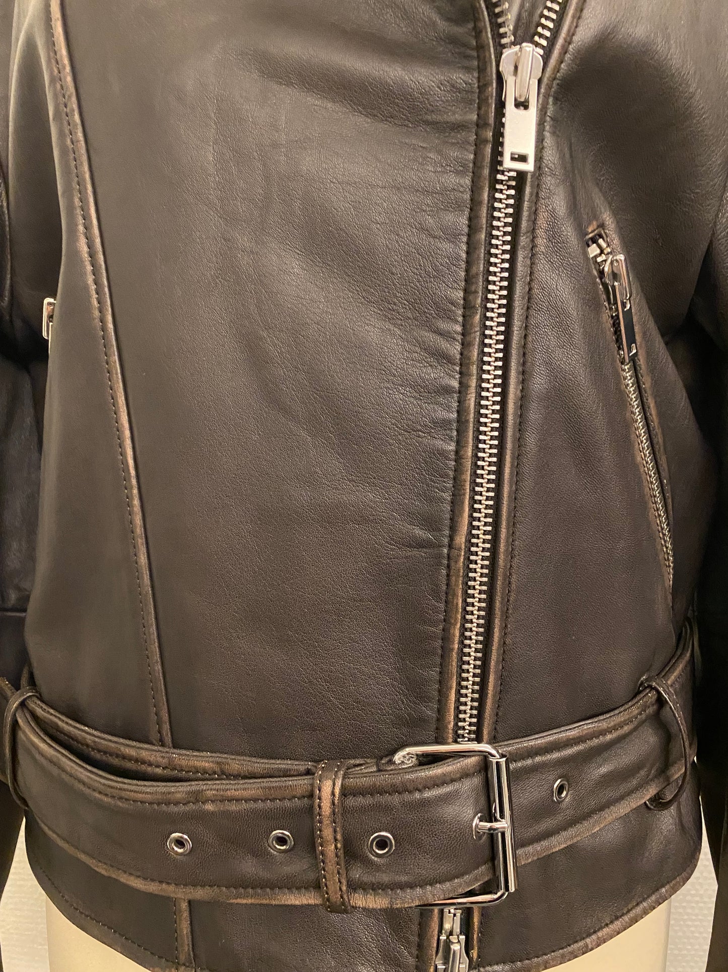 WEEKEND MAX MARA Leather Biker Jacket Size It 40