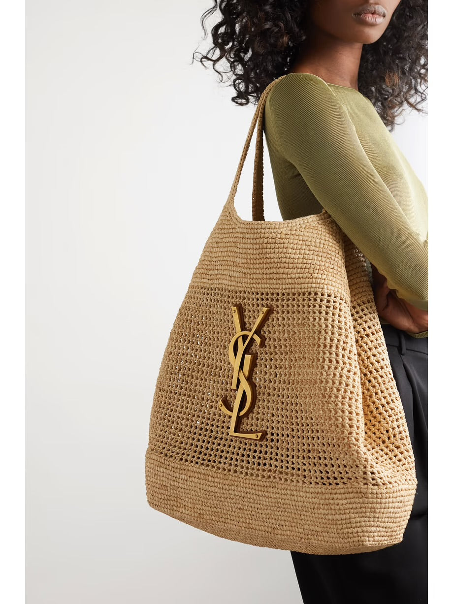 SAINT LAURENT Icare in Raffia Tote Bag