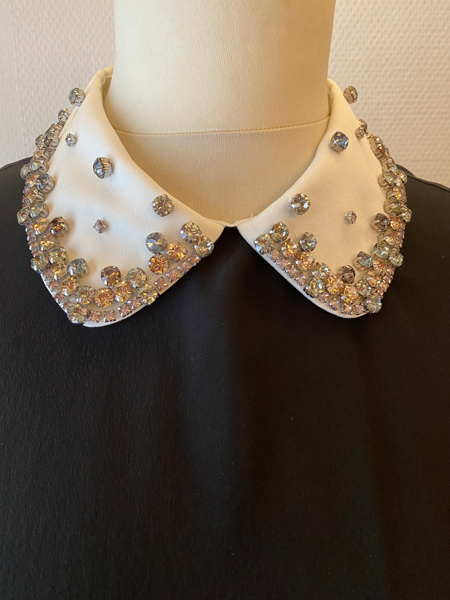 RED VALENTINO Crystal Collar Silk Blouse Black Size It 44