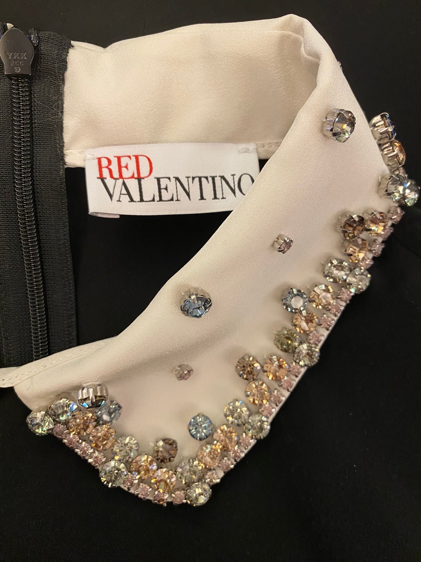 RED VALENTINO Crystal Collar Silk Blouse Black Size It 44