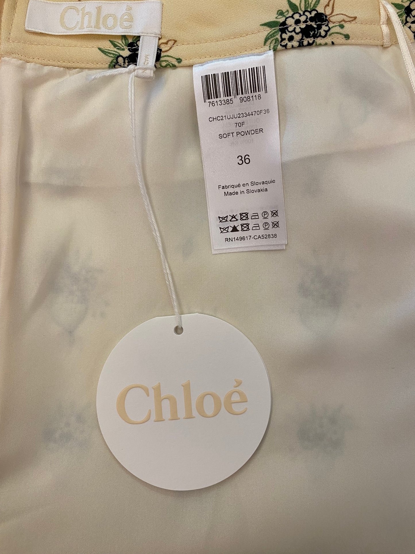 CHLOE Floral Print Mini Skirt Soft Powder Size 36