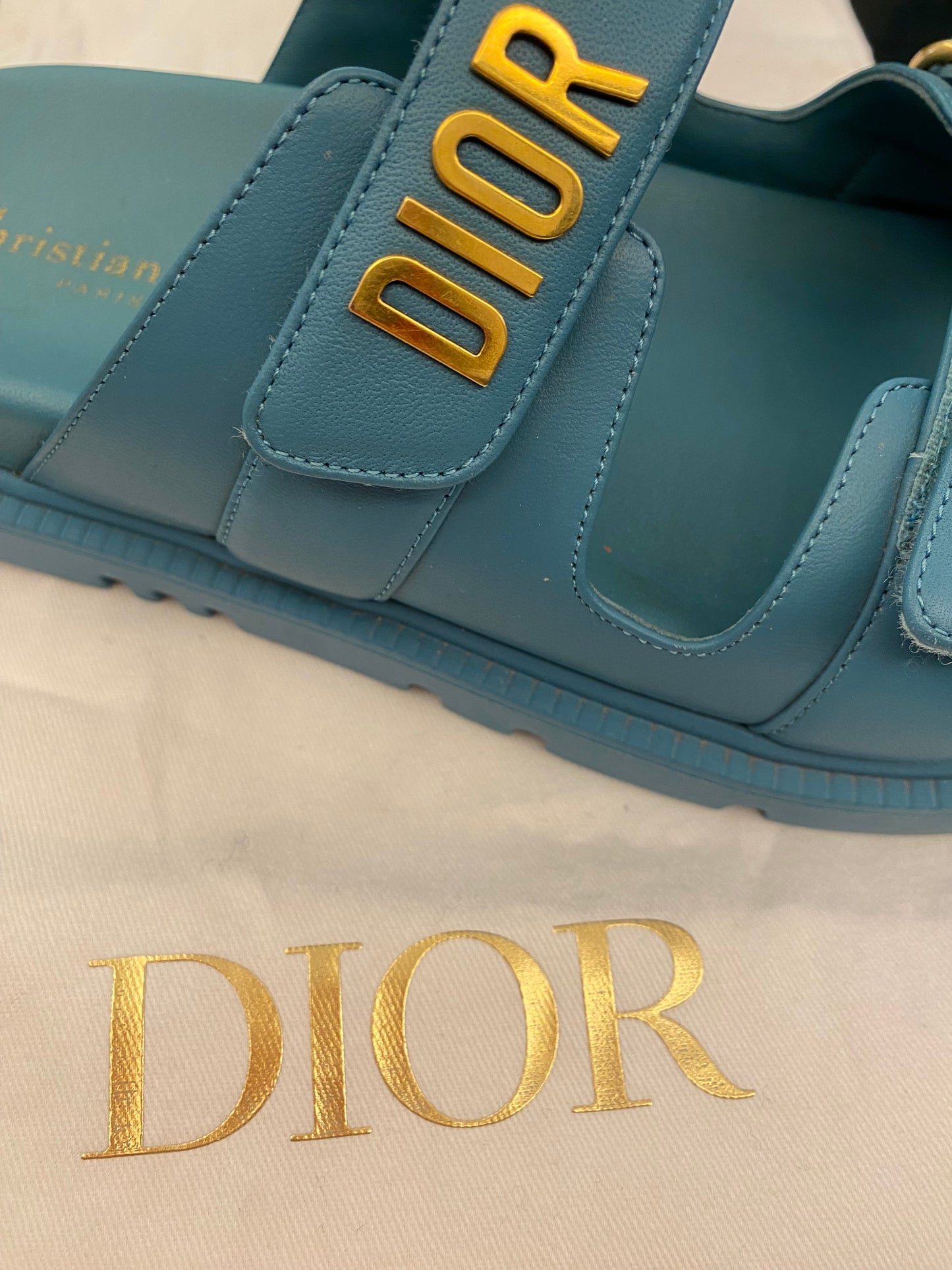 DIOR Dioract Slide Turquoise Blue Size 38