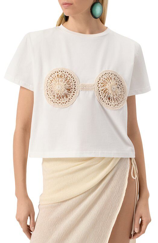 MAGDA BUTRYM Crochet Cotton T-Shirt Size 36