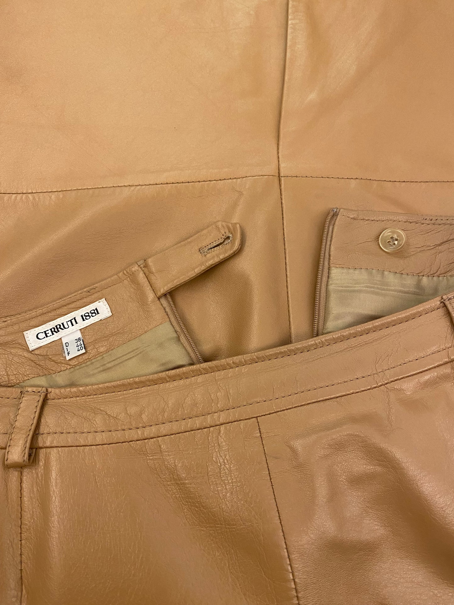 CERRUTI 1881 Beige Leather Skirt Size 38