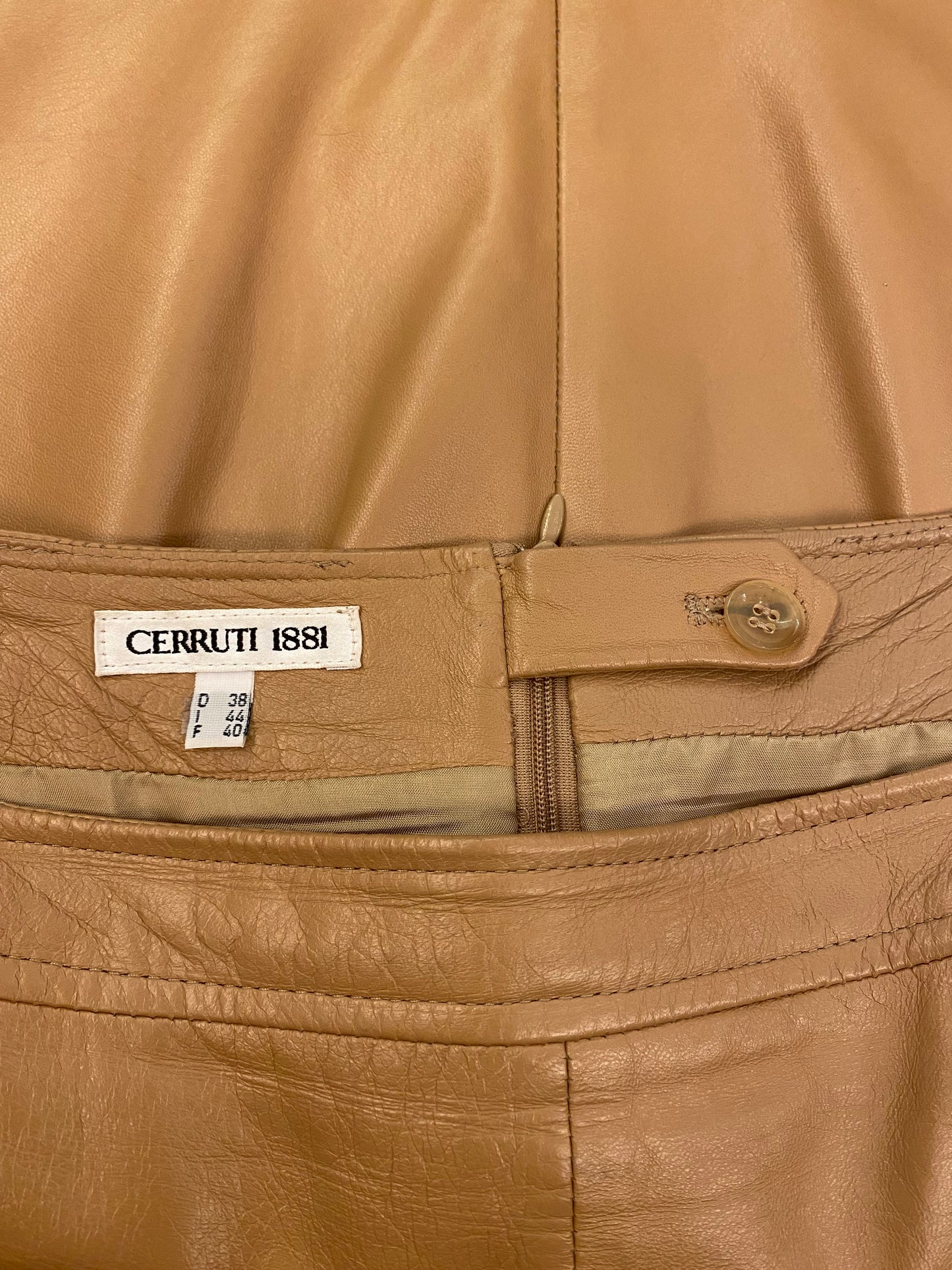 CERRUTI 1881 Beige Leather Skirt Size 38