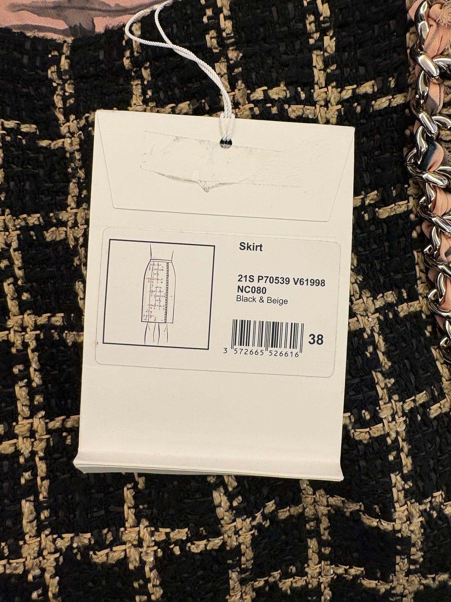 CHANEL Runway 21S Black & Beige Skirt Suit Size Fr 38