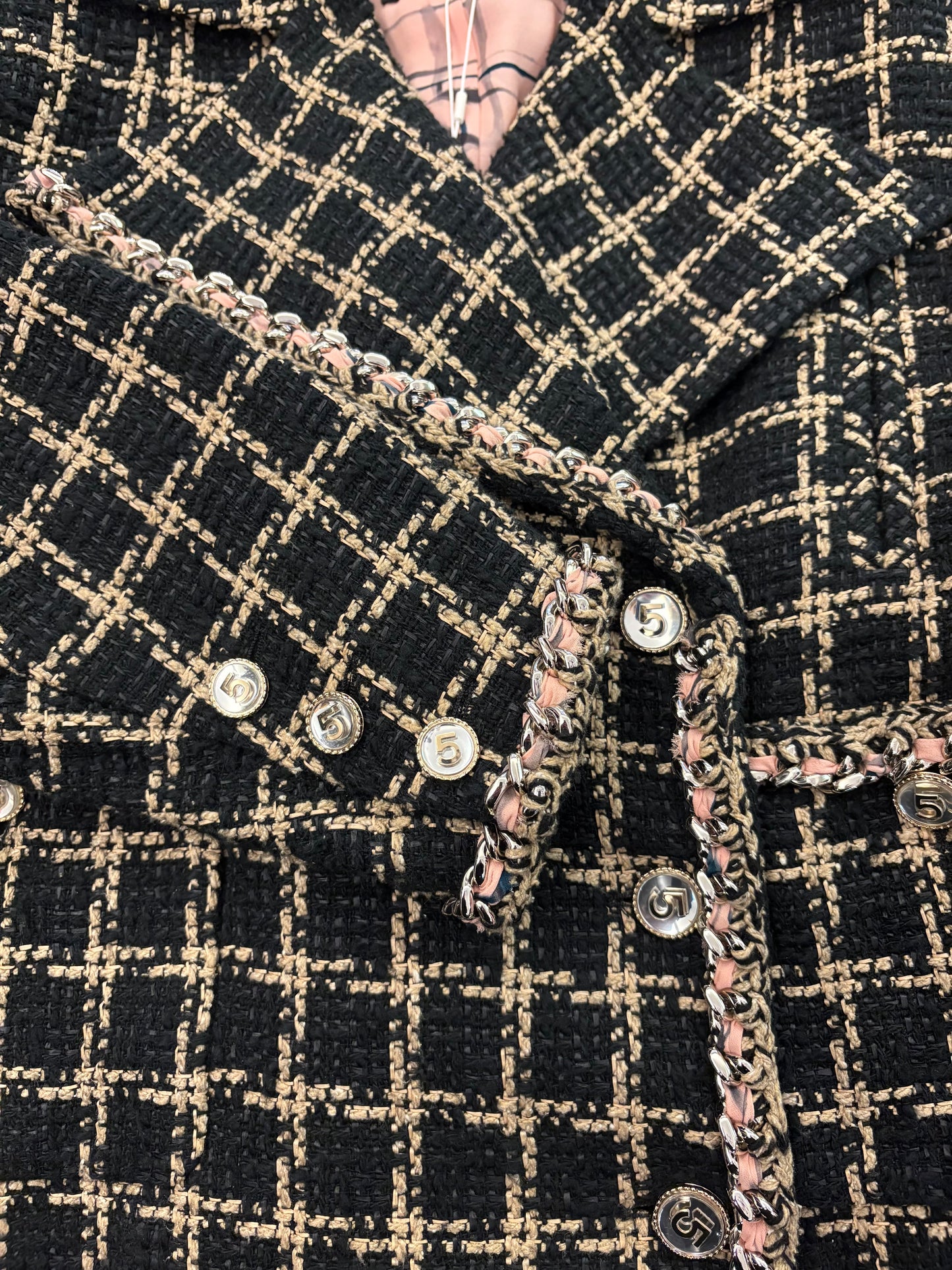 CHANEL Runway 21S Black & Beige Skirt Suit Size Fr 38