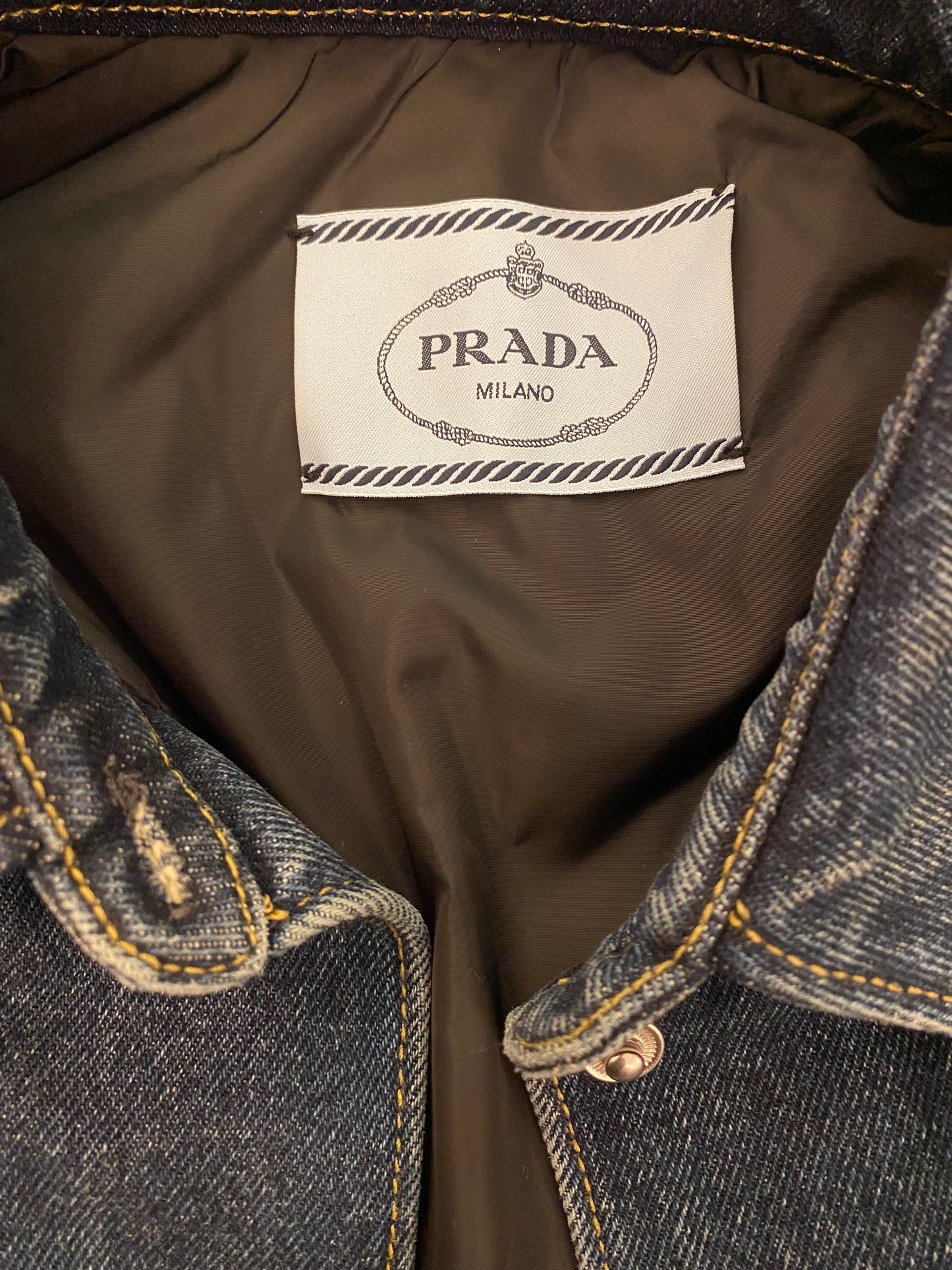 PRADA Padded Denim Jacket Blue Size It 40 Eu 36