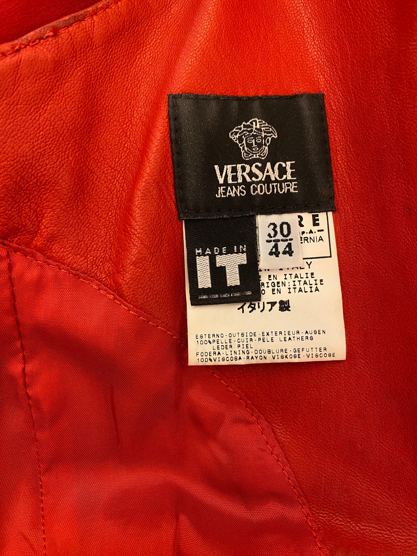 VERSACE Leather Red Dress Size 36