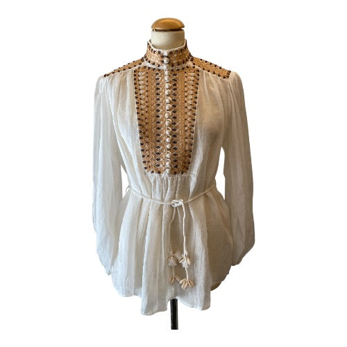 ZIMMERMANN Blouse in White Linen Size 0/S
