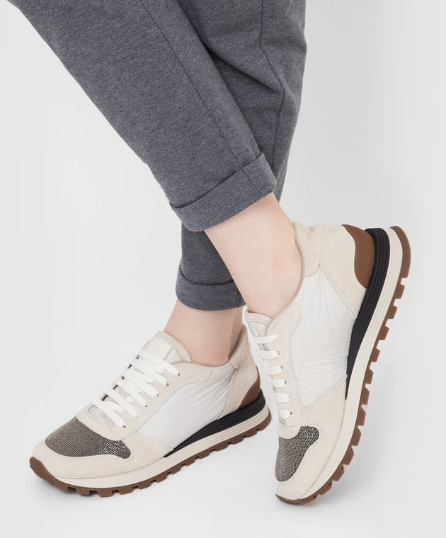 BRUNELLO CUCINELLI Suede & Fabric Sneakers Size 39