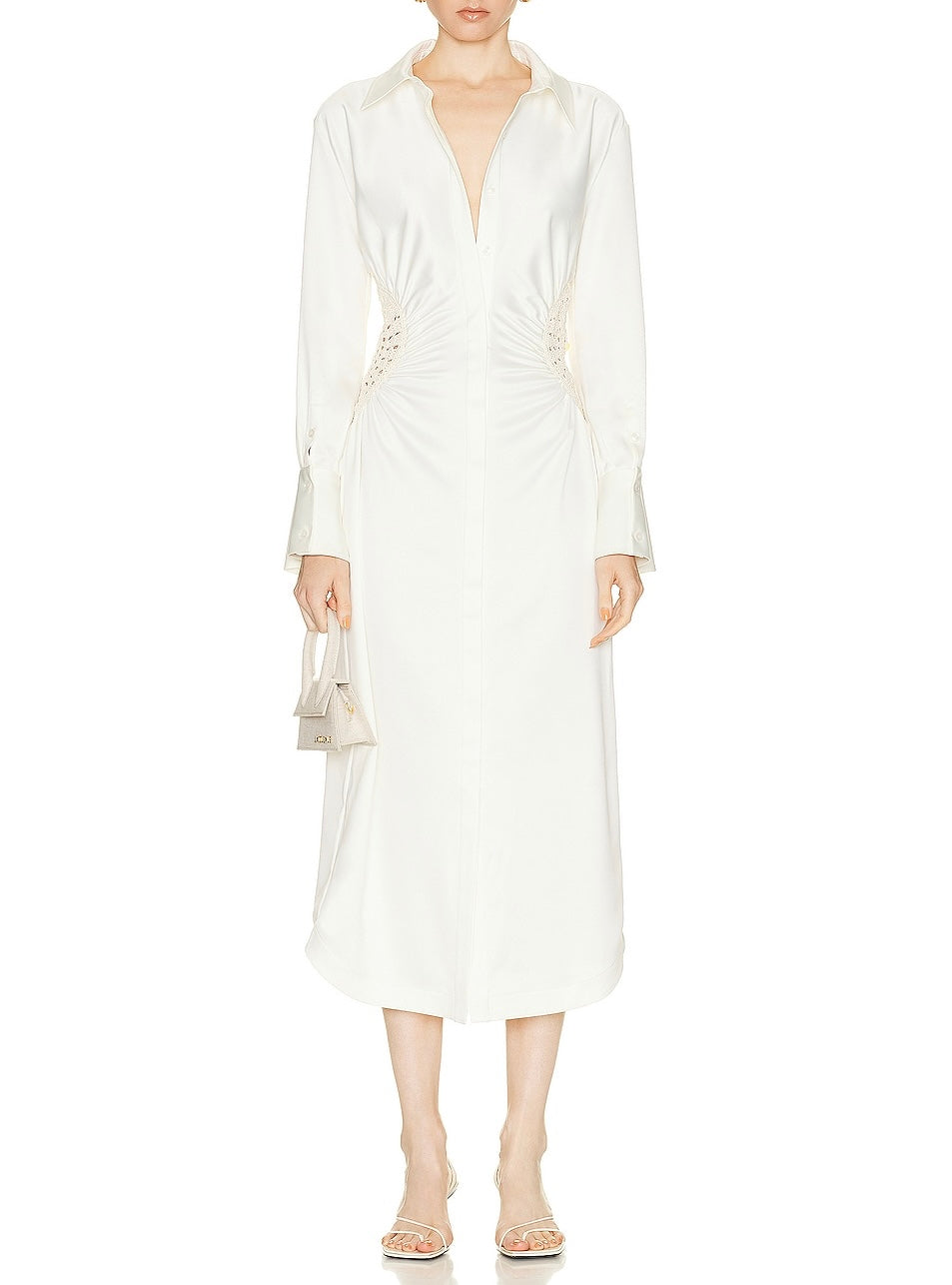 JONATHAN SIMKHAI Shirt Dress in Ecru Size 4/S