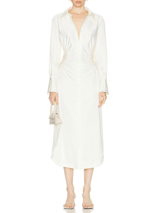JONATHAN SIMKHAI Shirt Dress in Ecru Size 4/S