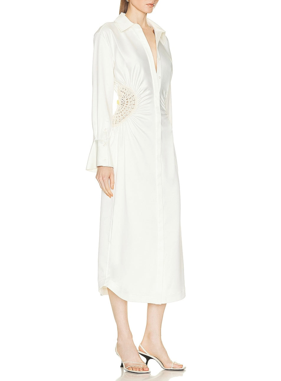 JONATHAN SIMKHAI Shirt Dress in Ecru Size 4/S