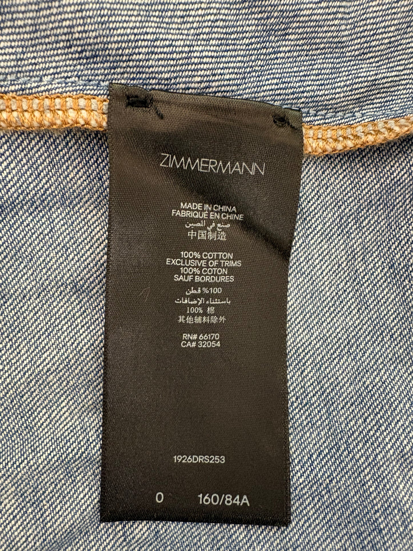 ZIMMERMANN Maxi Dress in Denim Size 0/S