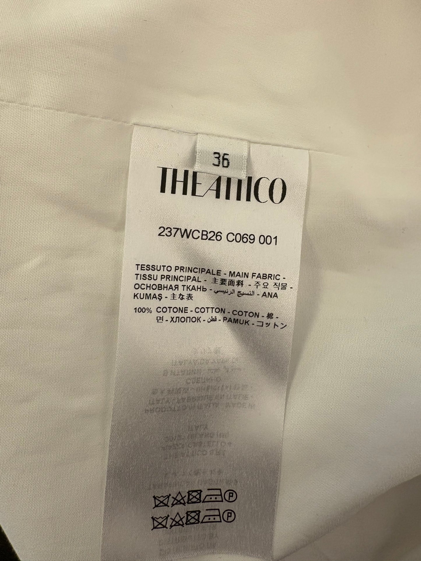 THE ATTICO Collar Bow Cotton Shirt Size 36