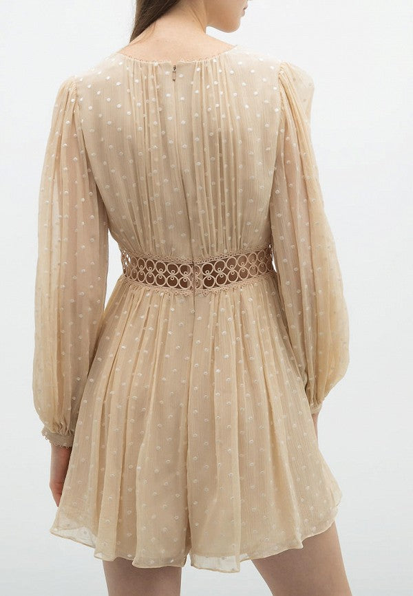 ZIMMERMANN Swiss-Dot Silk Playsuit Beige Size 1/S