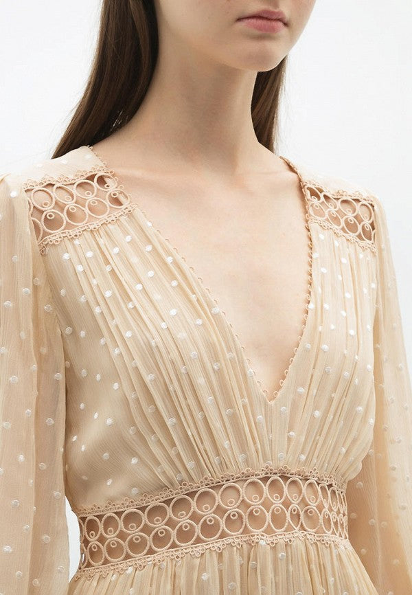 ZIMMERMANN Swiss-Dot Silk Playsuit Beige Size 1/S