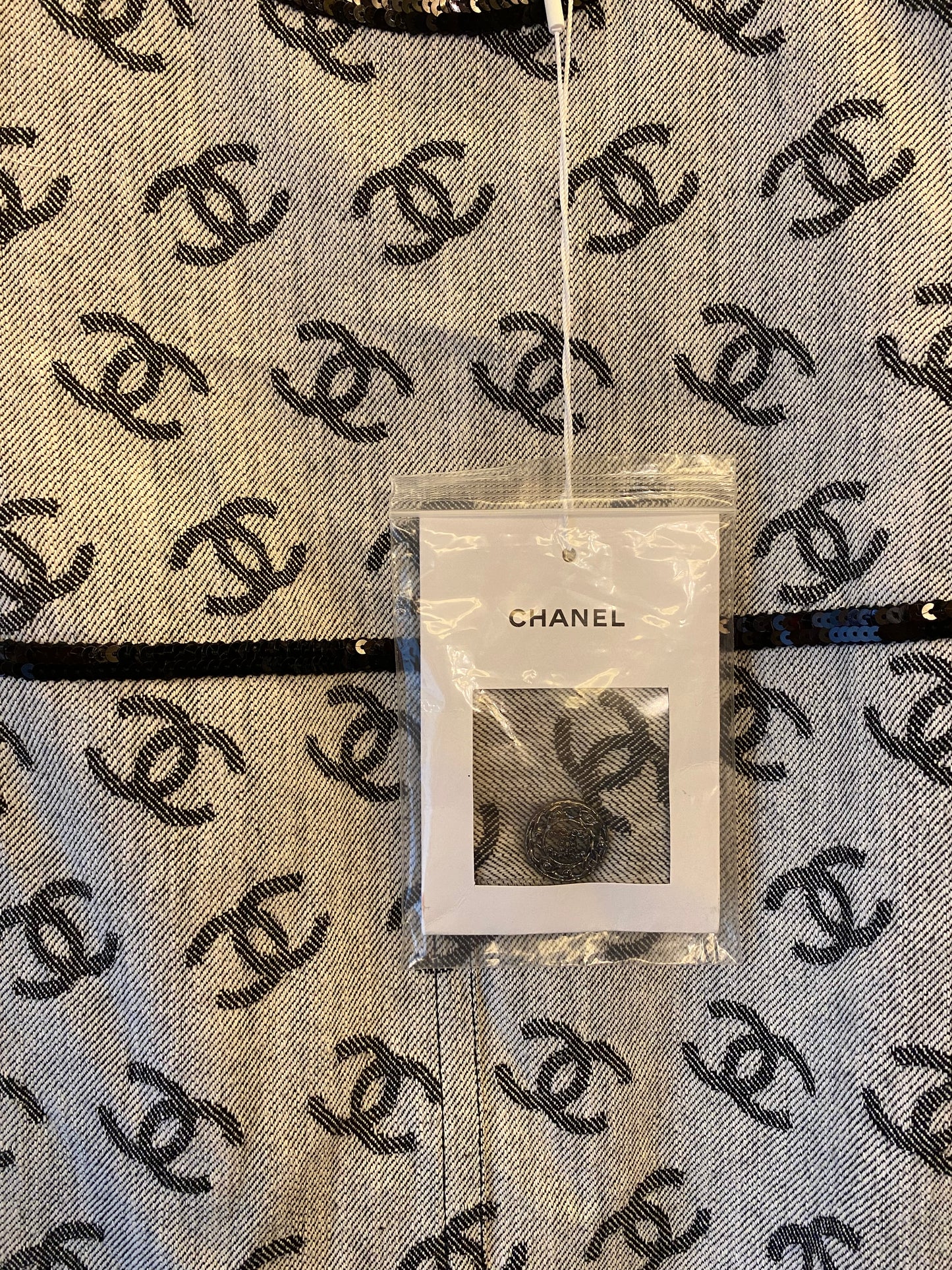 CHANEL 22S Runway CC Denim Dress Size 36
