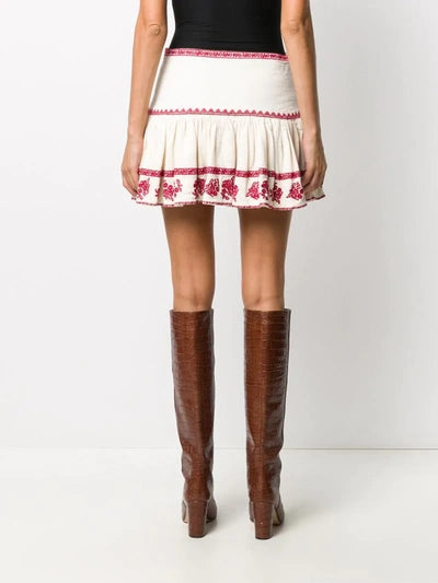 ISABEL MARANT ÉTOILE Embroidered Cotton Mini Skirt in Cream Size 36