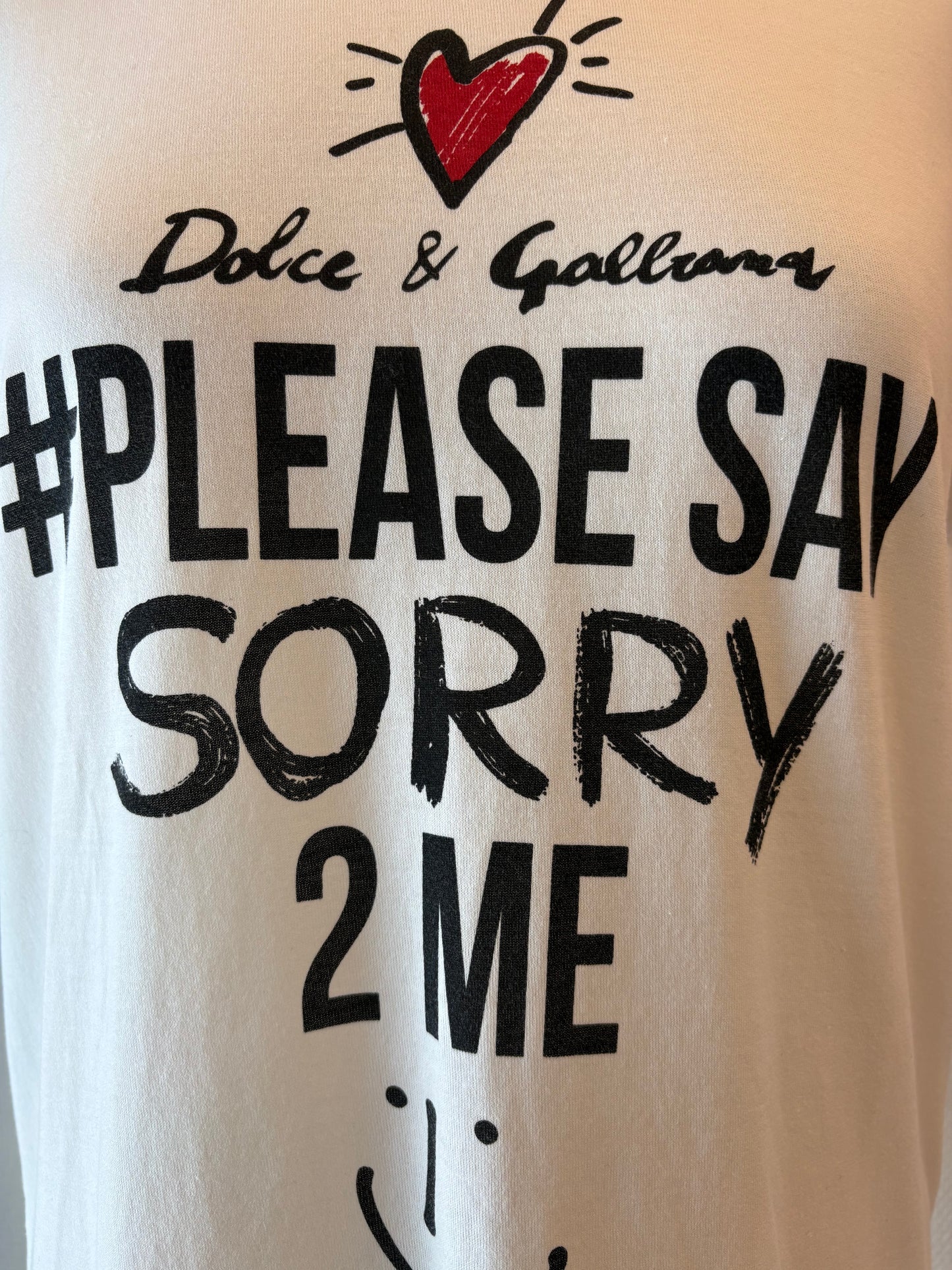 DOLCE & GABBANA T-shirt “#PLEASE SAY SORRY 2 ME” Size S
