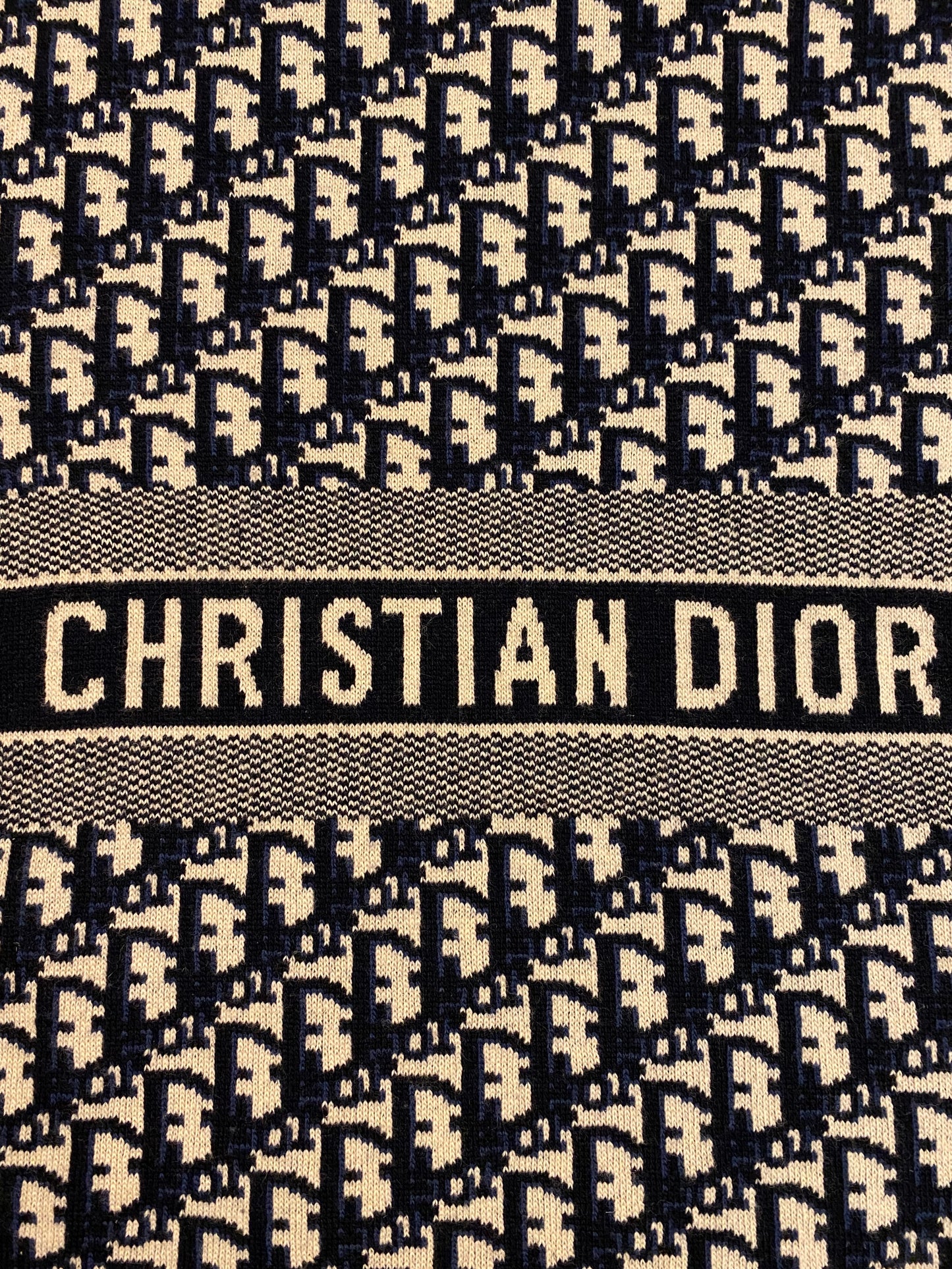 CHRISTIAN DIOR Oblique Scarf Wool/Cashmere Navy