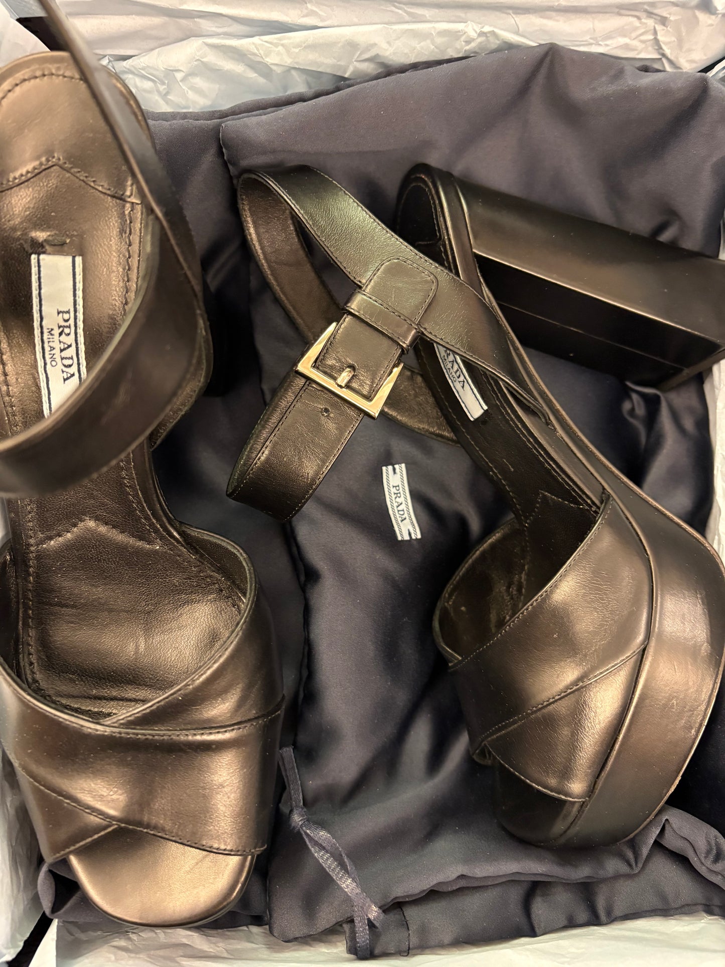 PRADA Platform Sandals Black Size 37.5