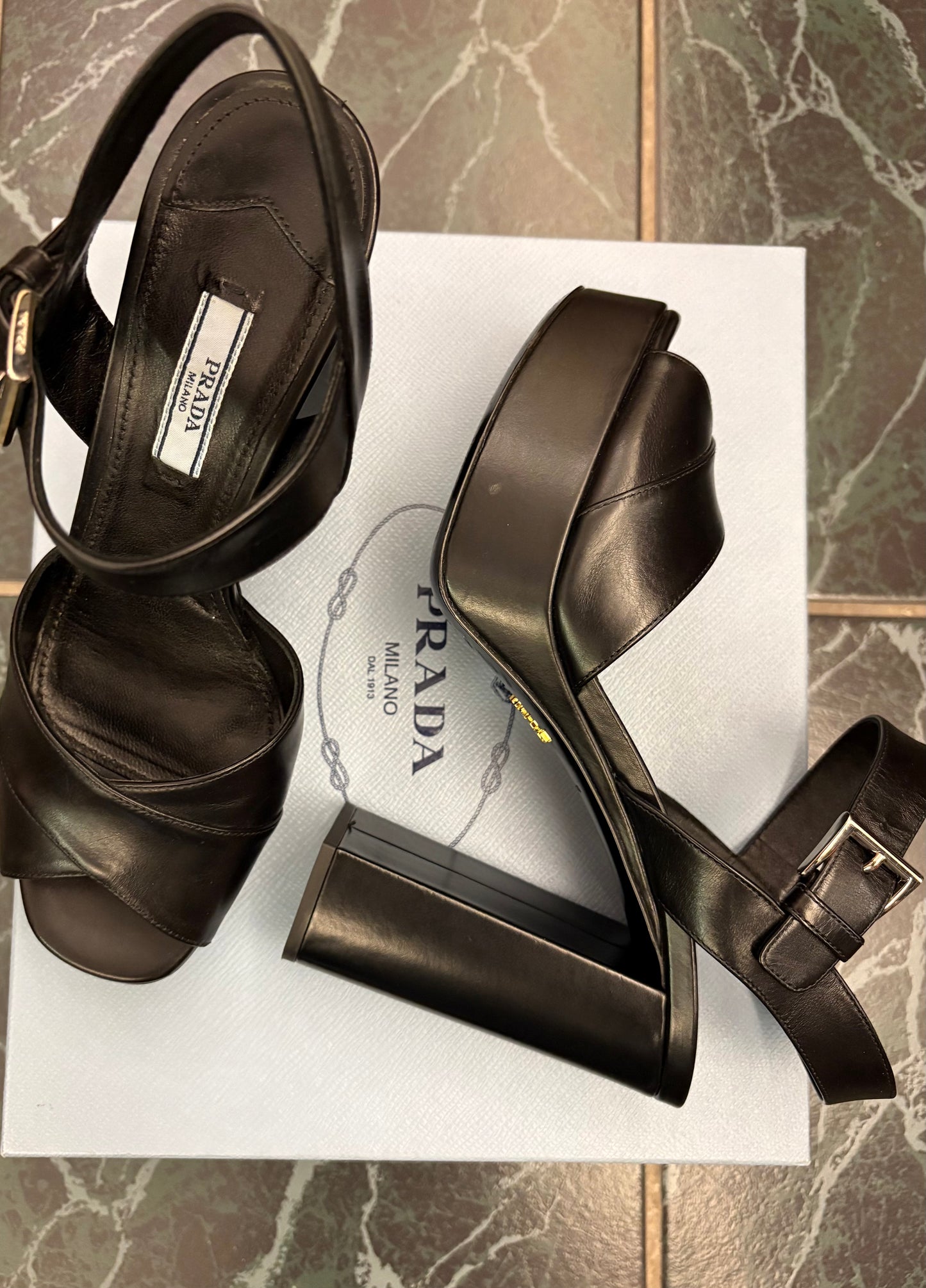 PRADA Platform Sandals Black Size 37.5