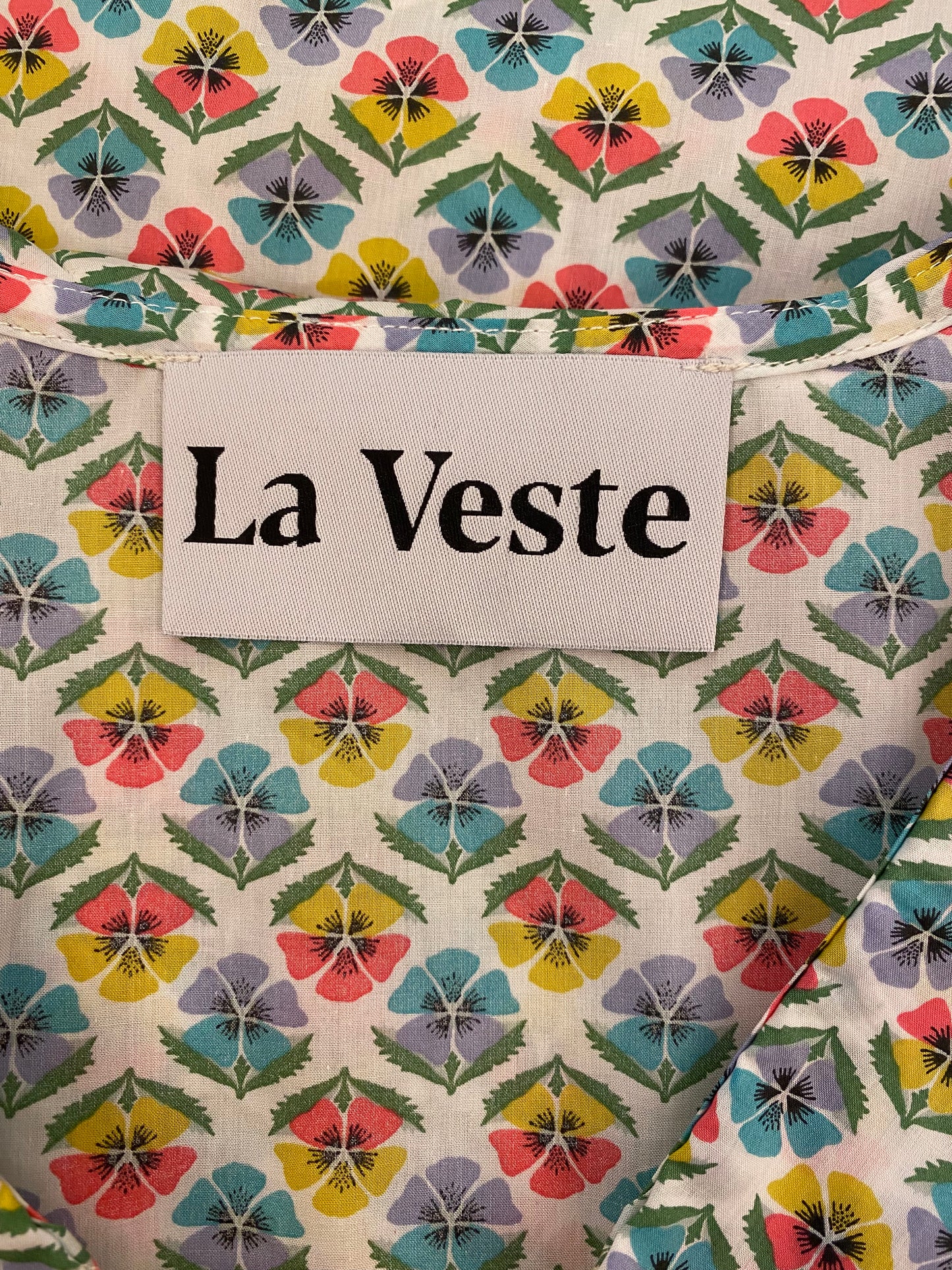 LA VESTE Tea Time Floral-Print Cotton Shirt Size S